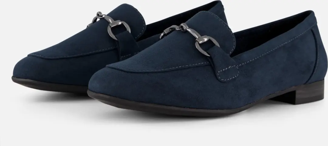 Marco Tozzi Instappers blauw Textiel