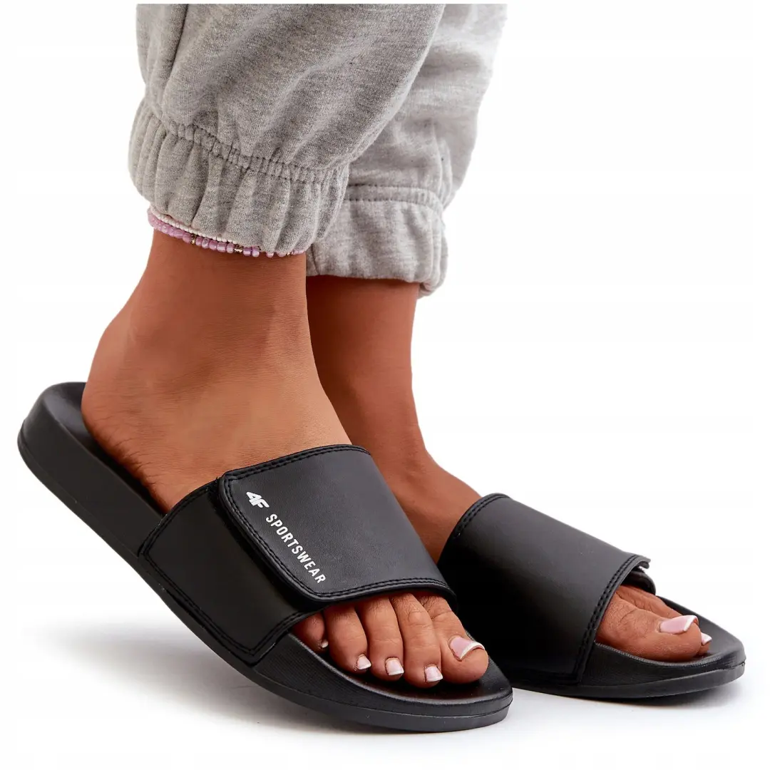 4F Dames Slippers Zwart Klittenband