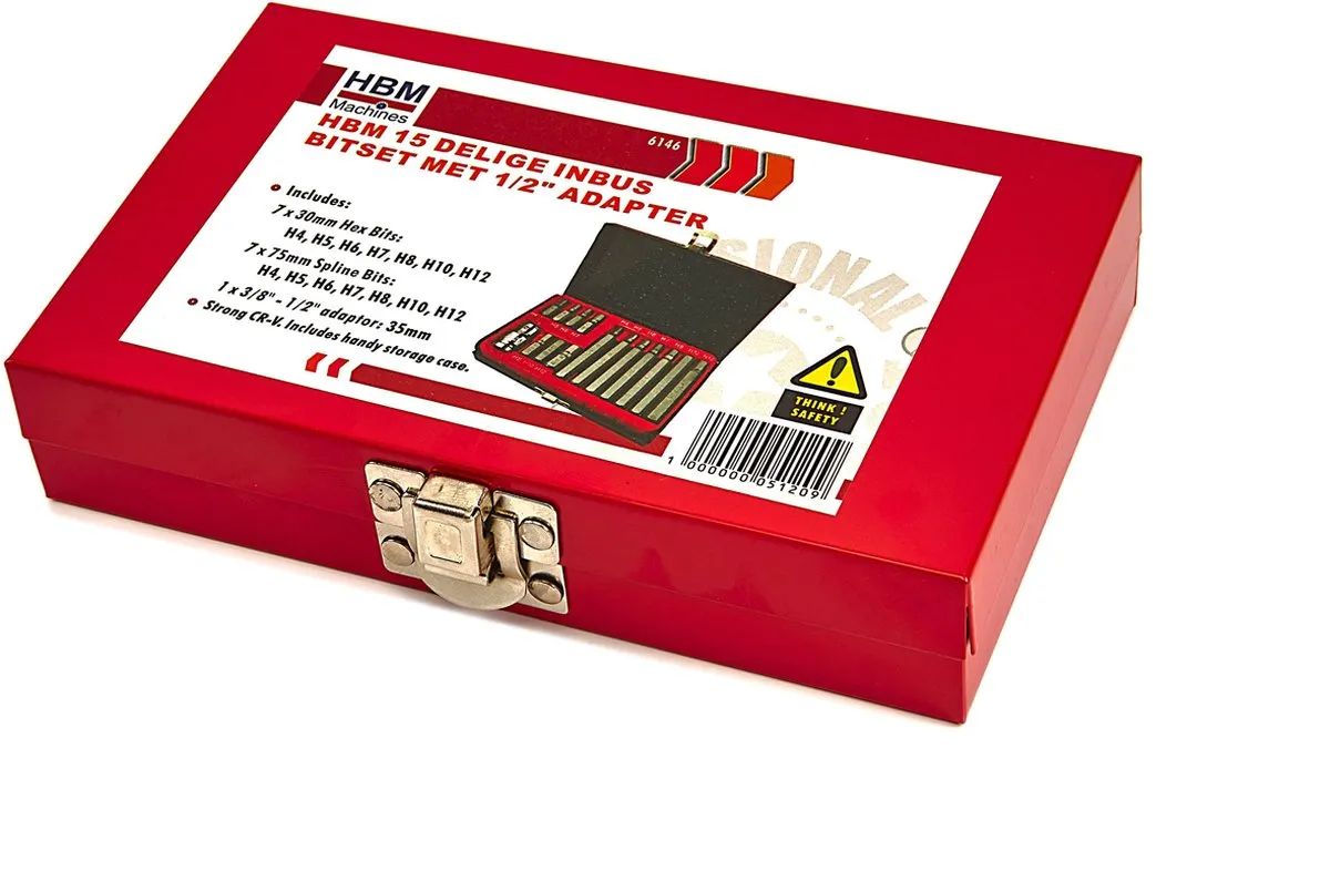 HBM 6146 Inbus Bitset 15-delig - 1/2" Adapter