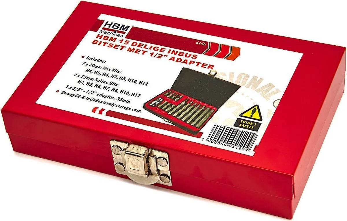 HBM 6146 Inbus Bitset 15-delig - 1/2" Adapter