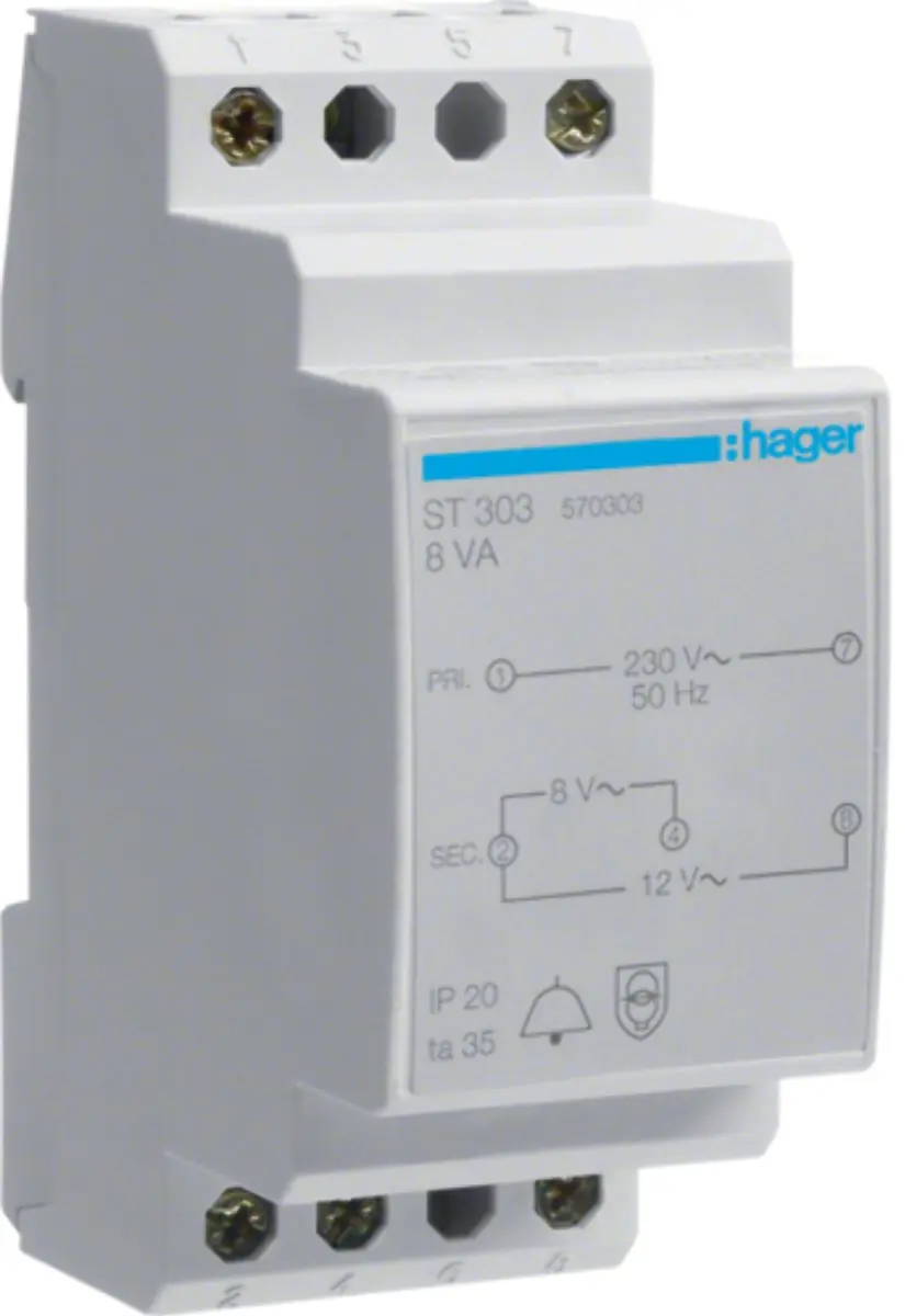Hager ST303 Beltransformator 8V/12V 1A