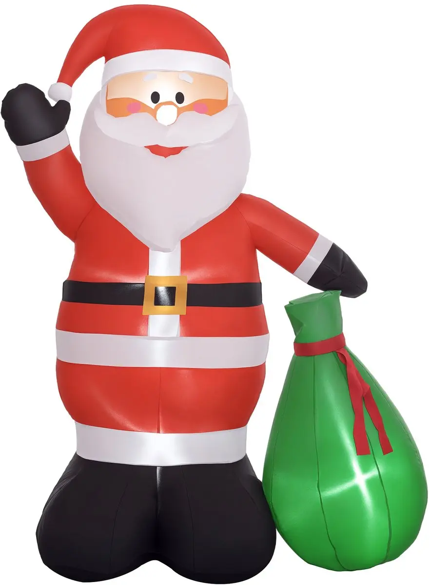 Outsunny-Opblaasbare Kerstman-143x80x180cm-Polyester-Rouge