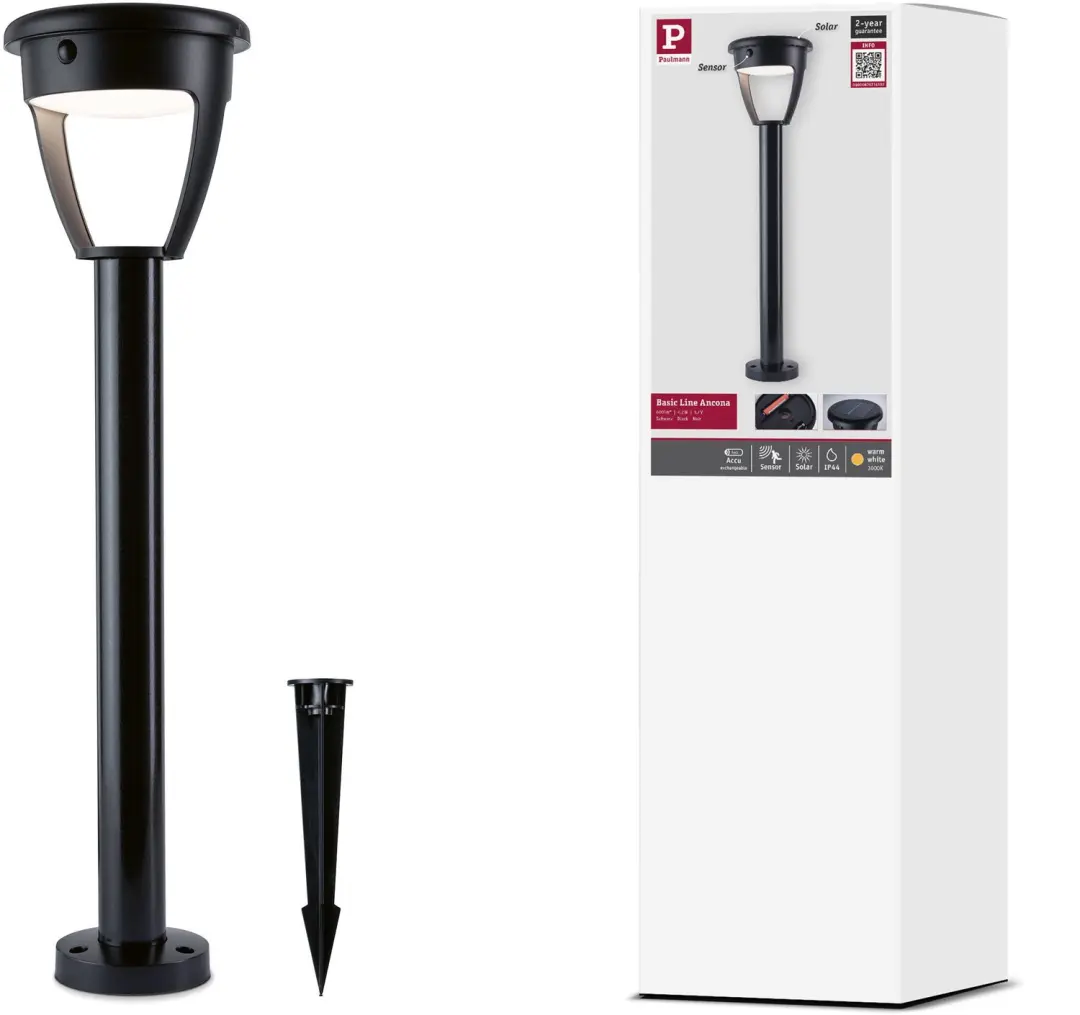 Solar LED-grondpen Ancona IP44 3000K 300lm Zwart 140 mm
