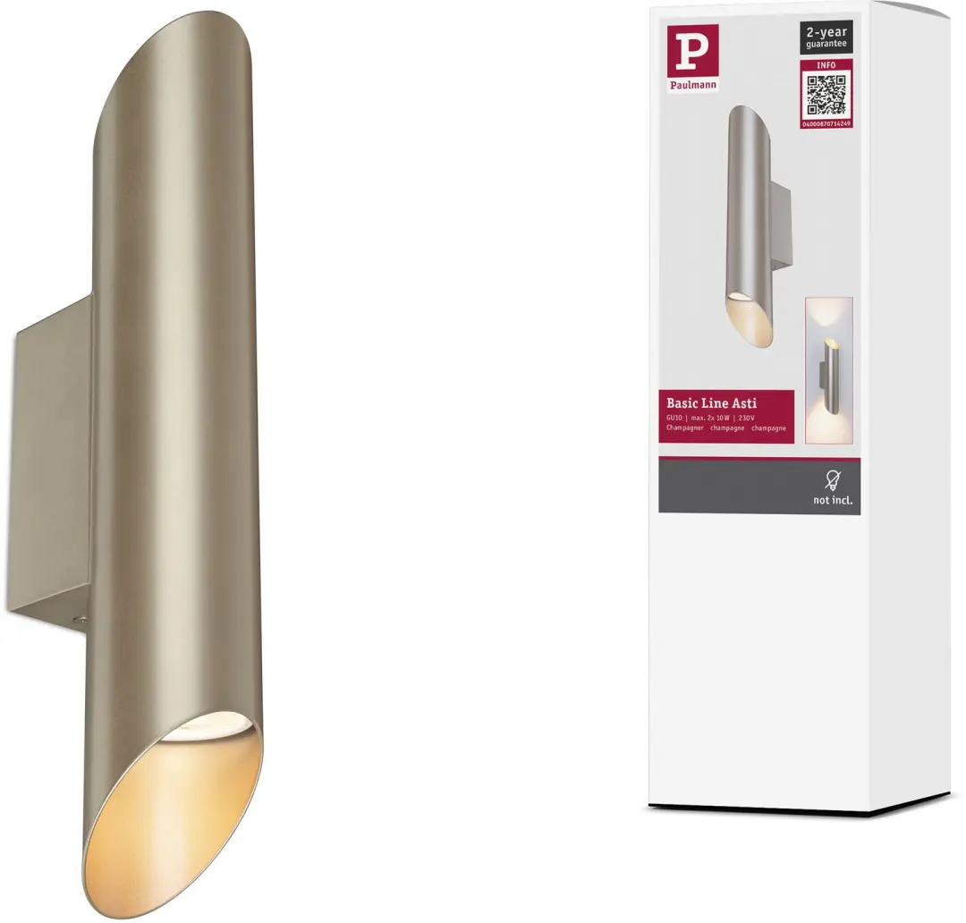 Wandlamp Asti GU10 230V max. 2x10W Champagnegoud