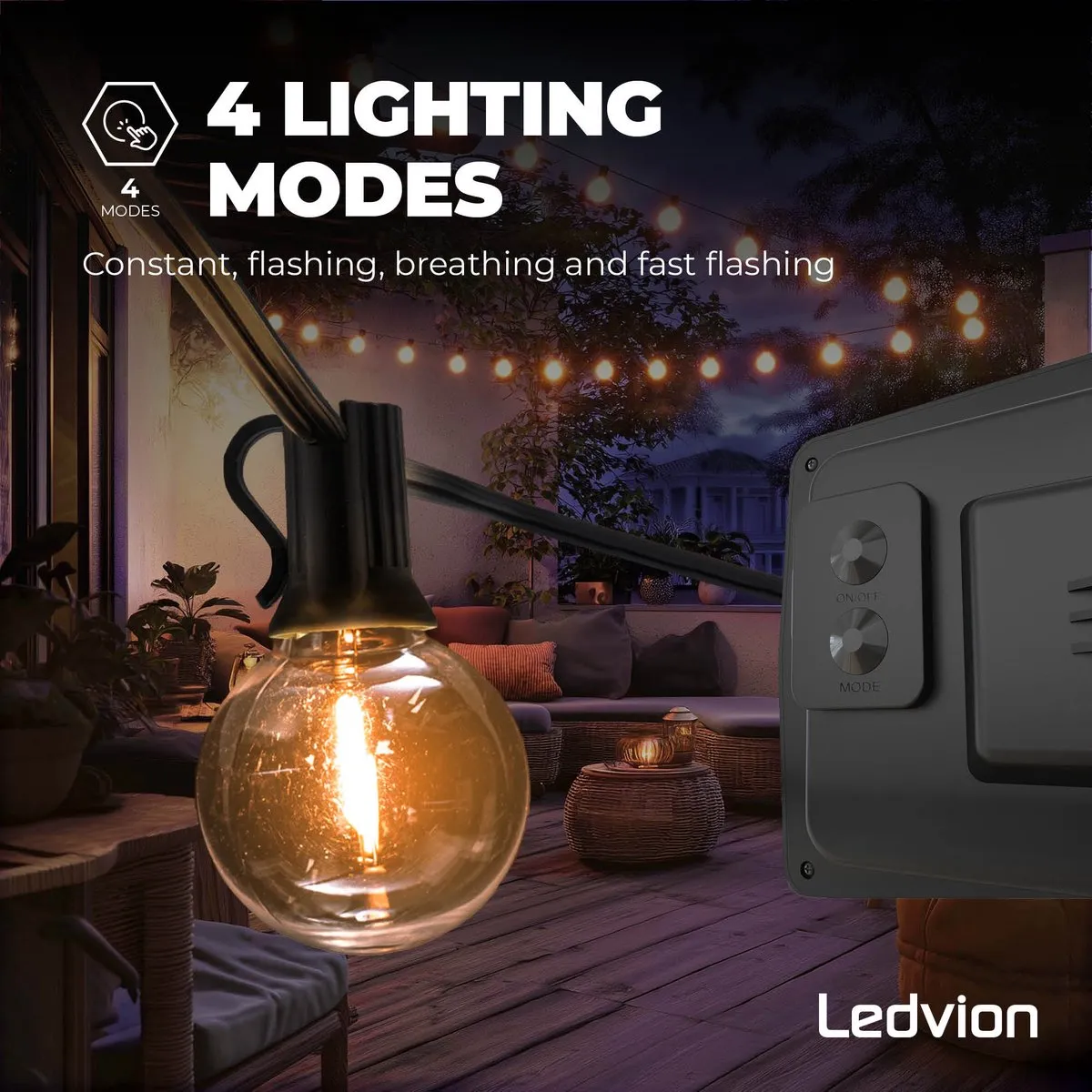 LEDVION Lichtsnoer Solar 16.5m - 50 LED 2700K IP44