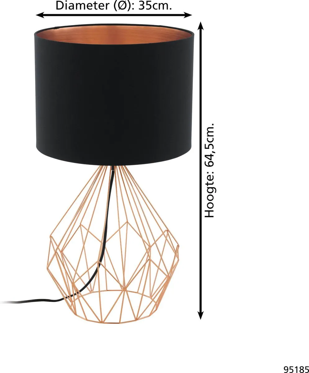 Eglo Pedregal 1 Tafellamp - Ø350mm Koper/Zwart - afbeelding 6 van 6