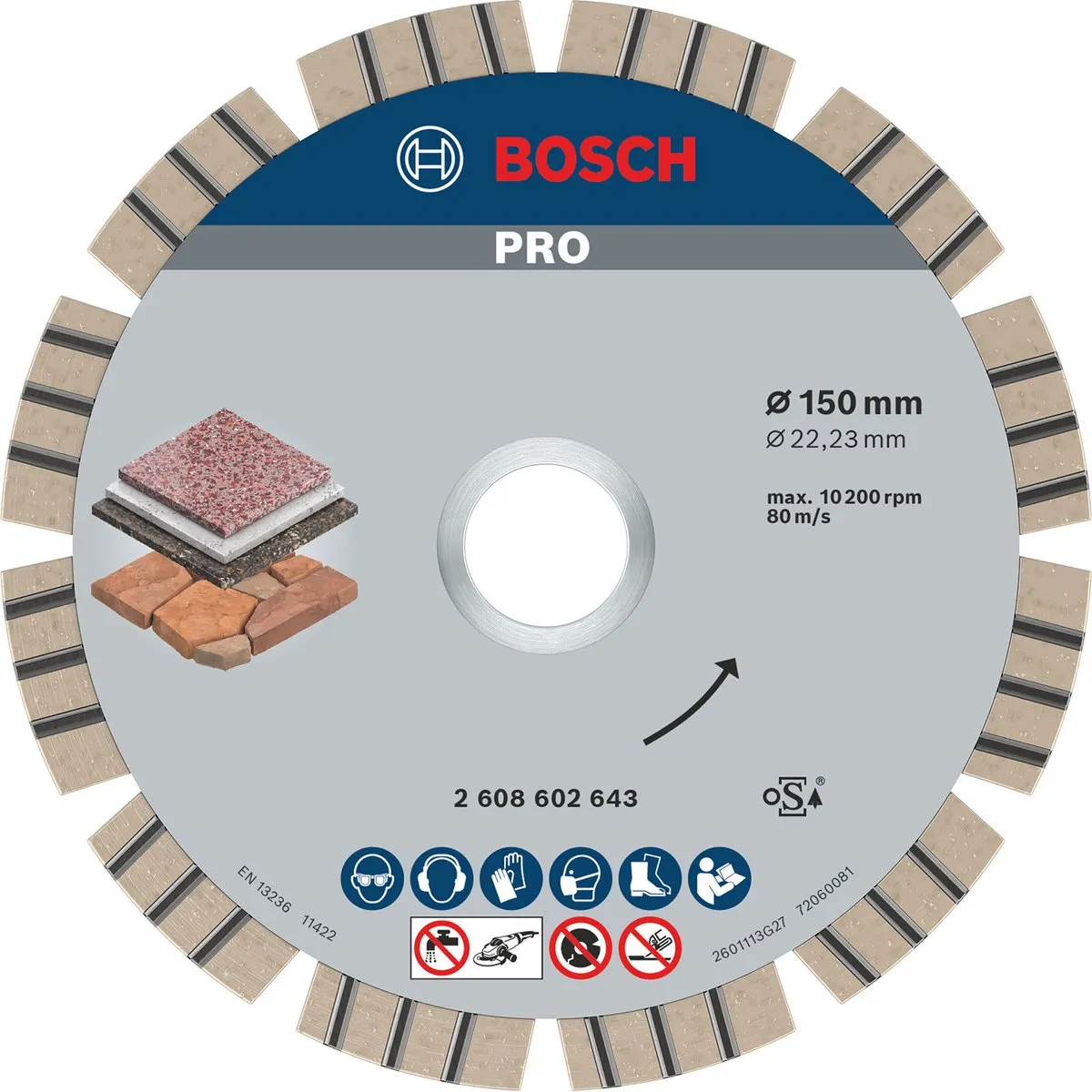 Bosch Professional Diamantschijf Best Stone 150mm - 22,23mm As - afbeelding 6 van 6