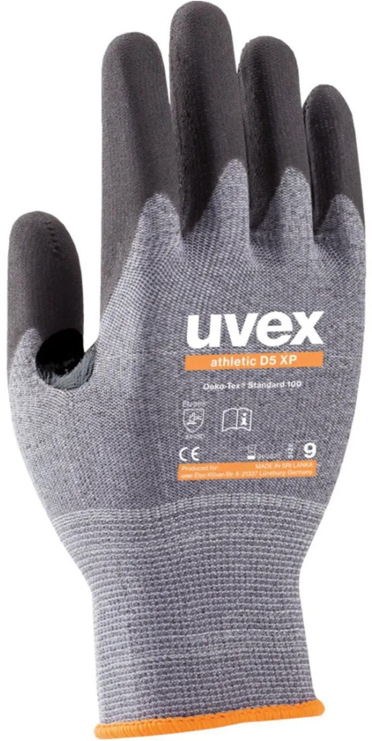 Uvex Athletic D5 XP Snijbestendige Handschoen - Antraciet - Maat 10