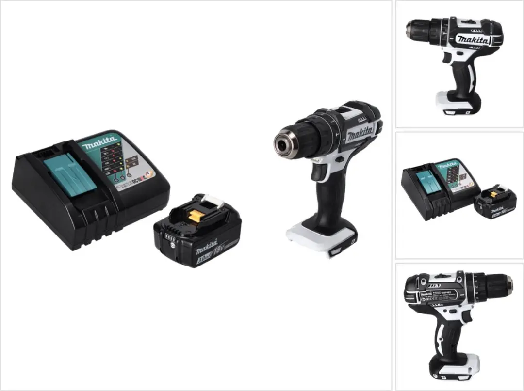 Makita DHP 482 RF1 W accu-slagboormachine 18 V 62 Nm + 1x accu 3,0 Ah + oplader