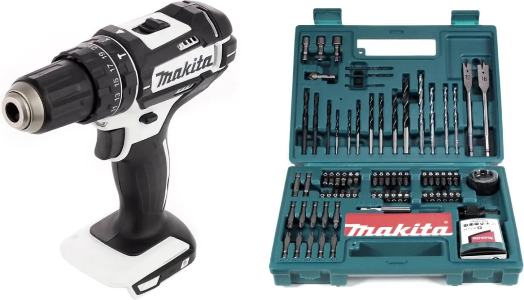 Makita DHP482ZW Accu-slagboormachine 18V - 62Nm - Solo + Boorset 100-delig - afbeelding 4 van 5