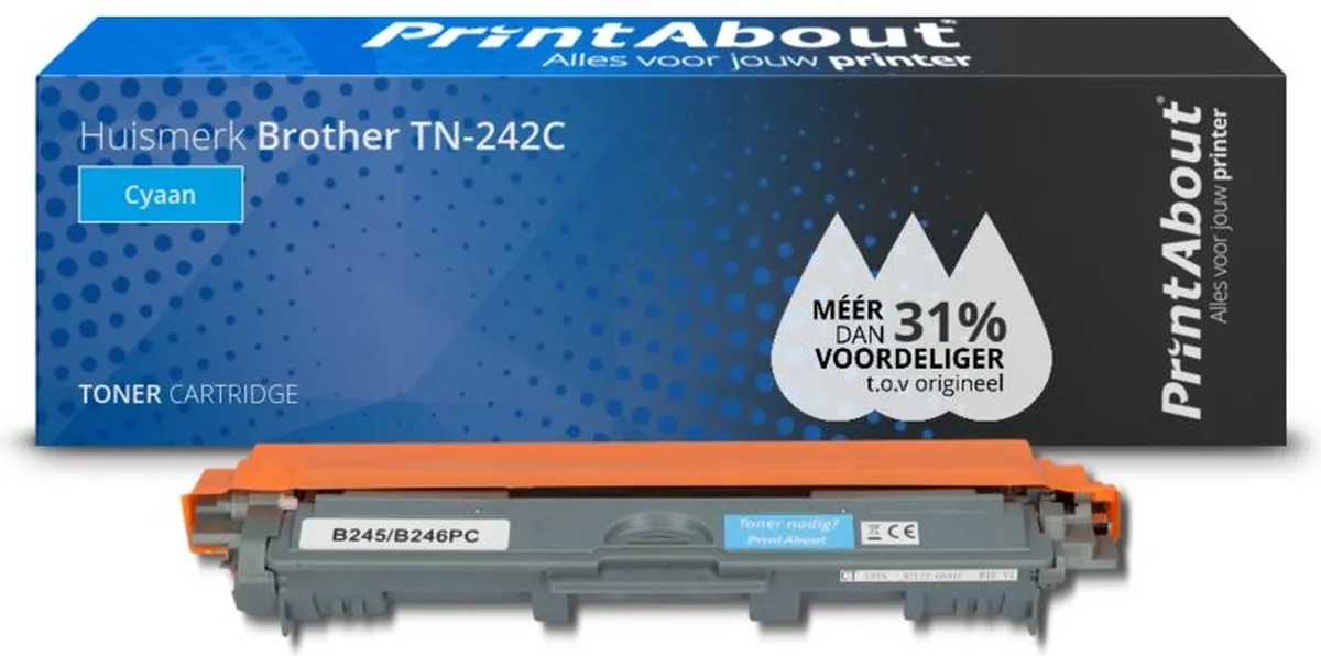 PrintAbout Brother TN-242C Toner - Cyaan