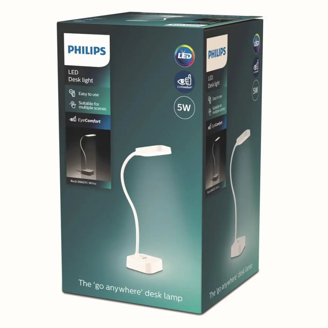 Philips LED Rock DSK211 PT Tafellamp met accu - 5W - Wit - afbeelding 3 van 5