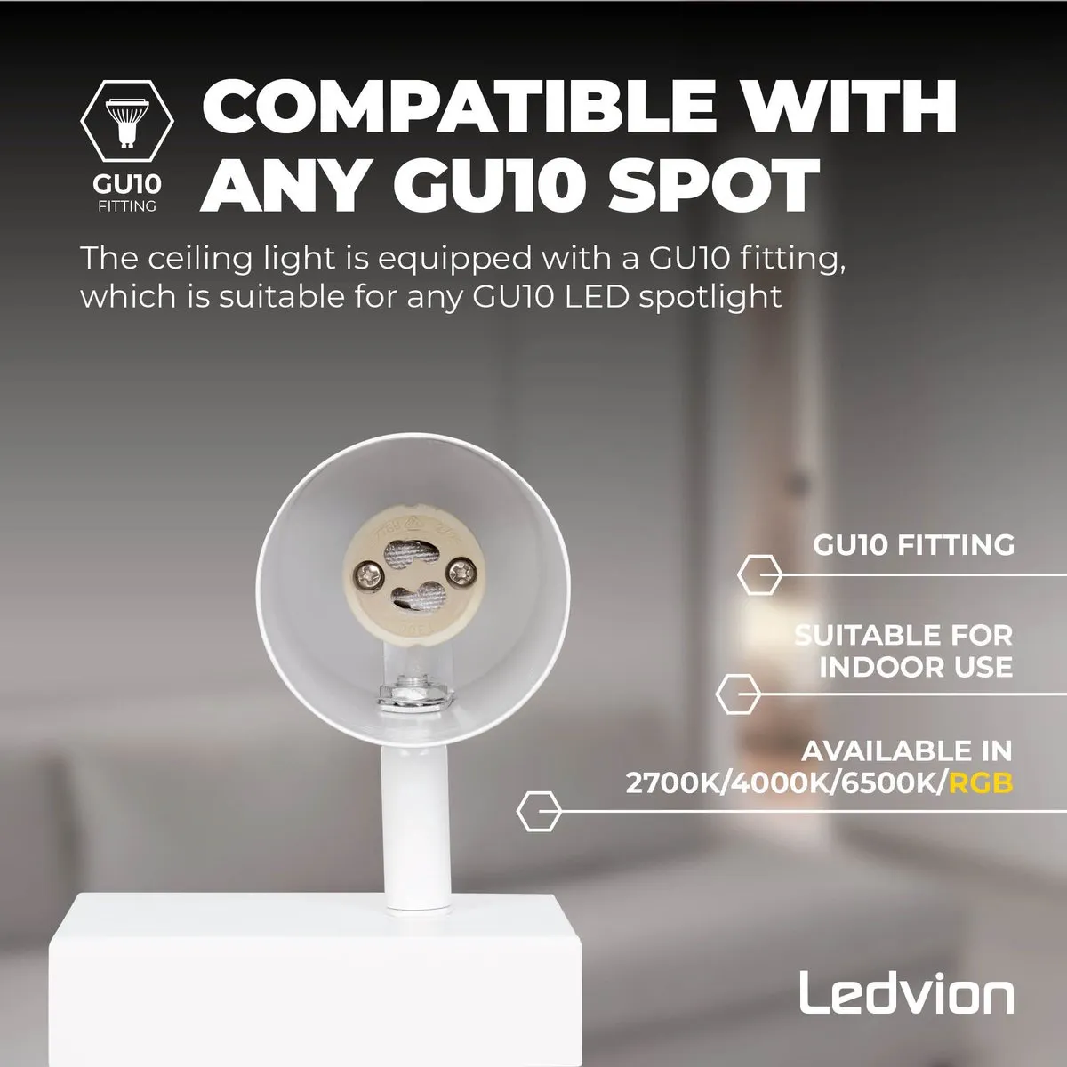 Ledvion LED Plafondspot 3-lichts RGBW 5W GU10 - Wit