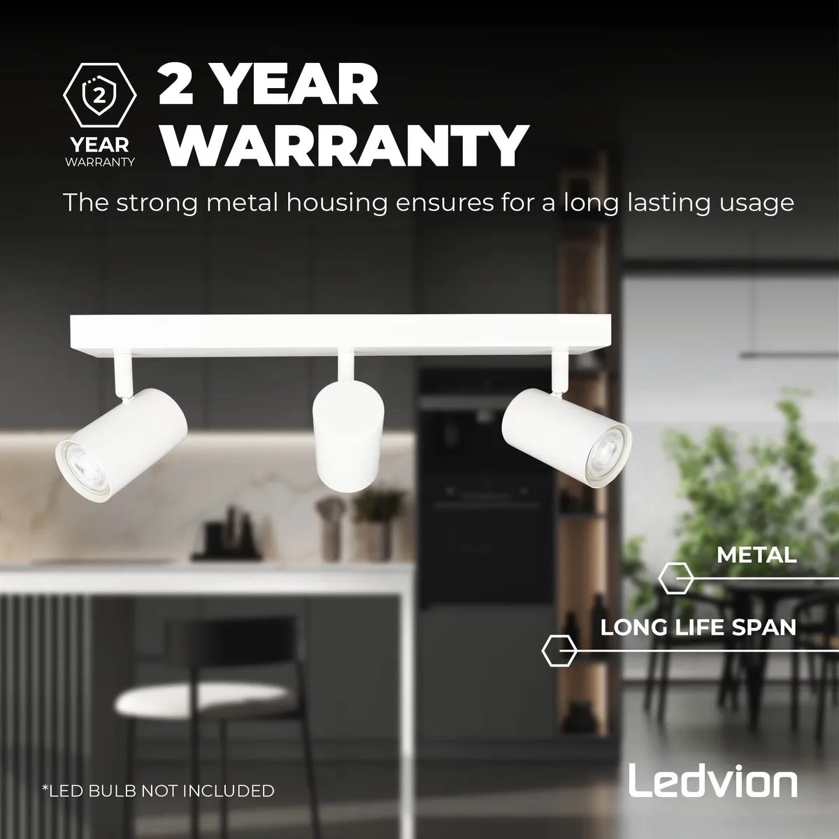 Ledvion LED Plafondspot 3-lichts RGBW 5W GU10 - Wit
