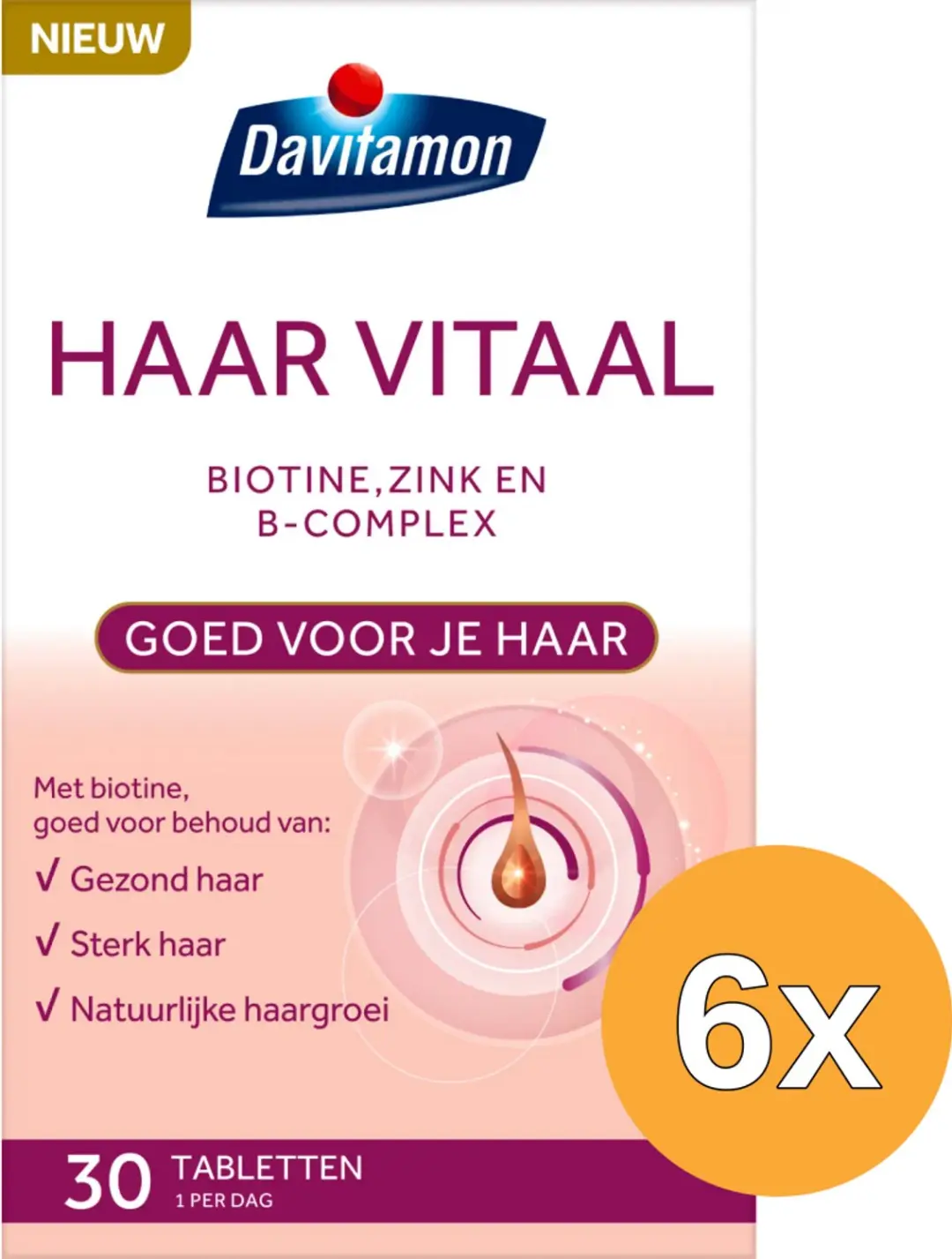 6x Davitamon Haar Vitaal Tabletten (30 tabletten)