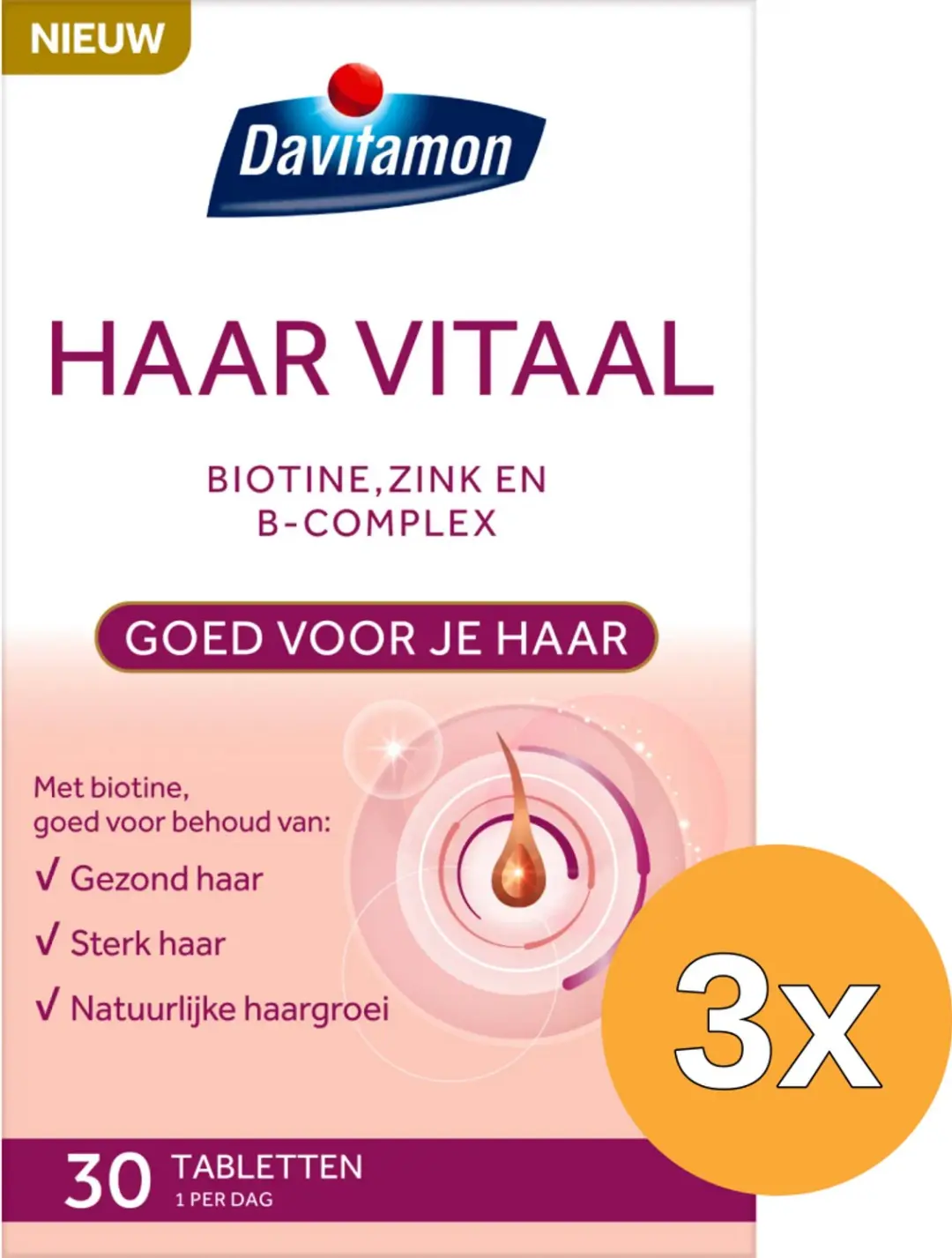 3x Davitamon Haar Vitaal Tabletten (30 tabletten)