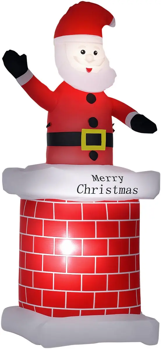 HOMCOM-Opblaasbare Kerstman-Polyester-80x70x210cm-Rood