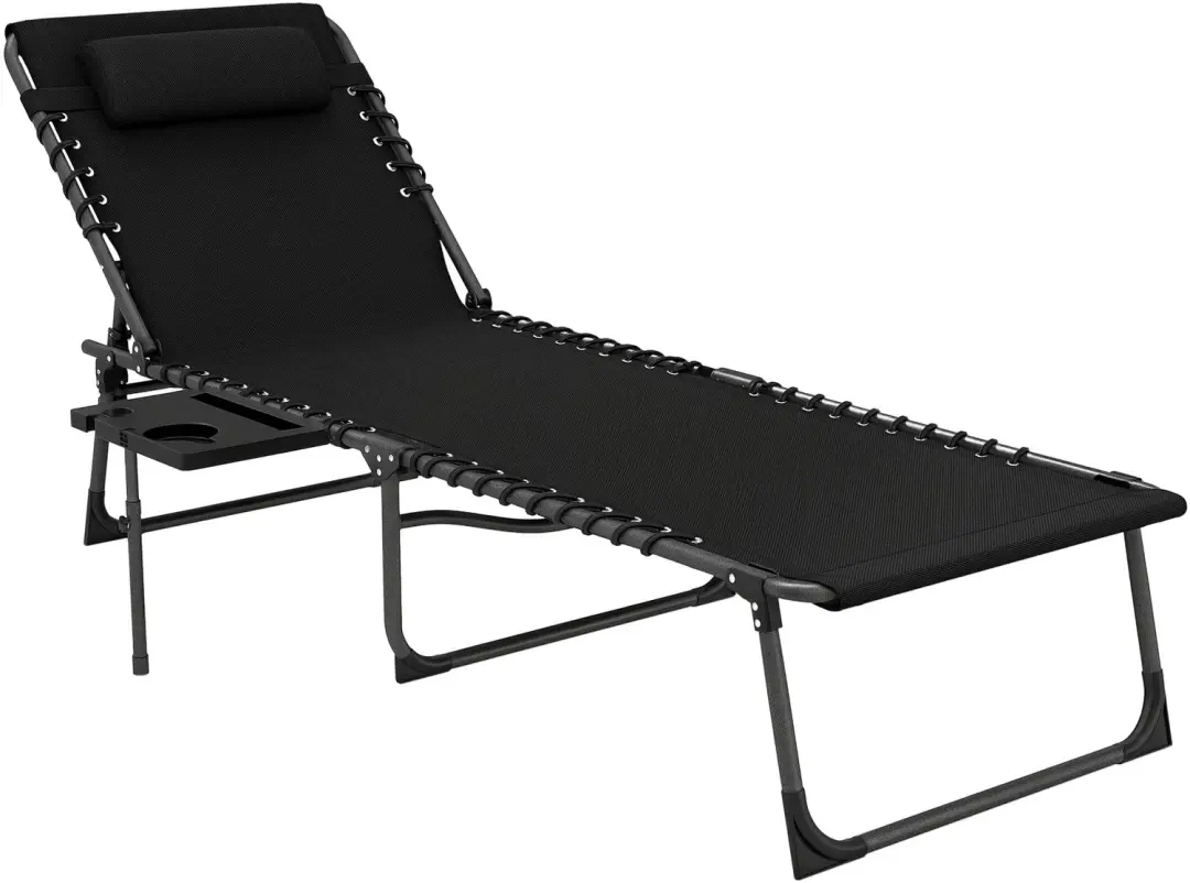 Outsunny-Sun Lounger-Oxford Fabric-60x190x31cm-Black