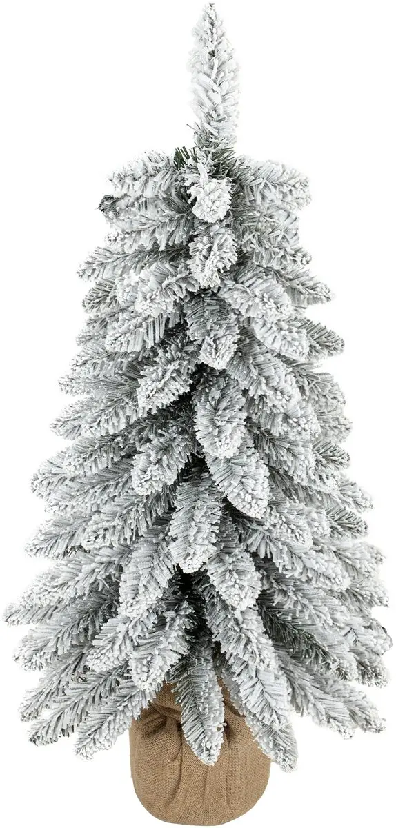 HOMCOM Kunstkerstboom 90 cm, Kerstboom met 107 besneeuwde PVC-takken, Jute voet,