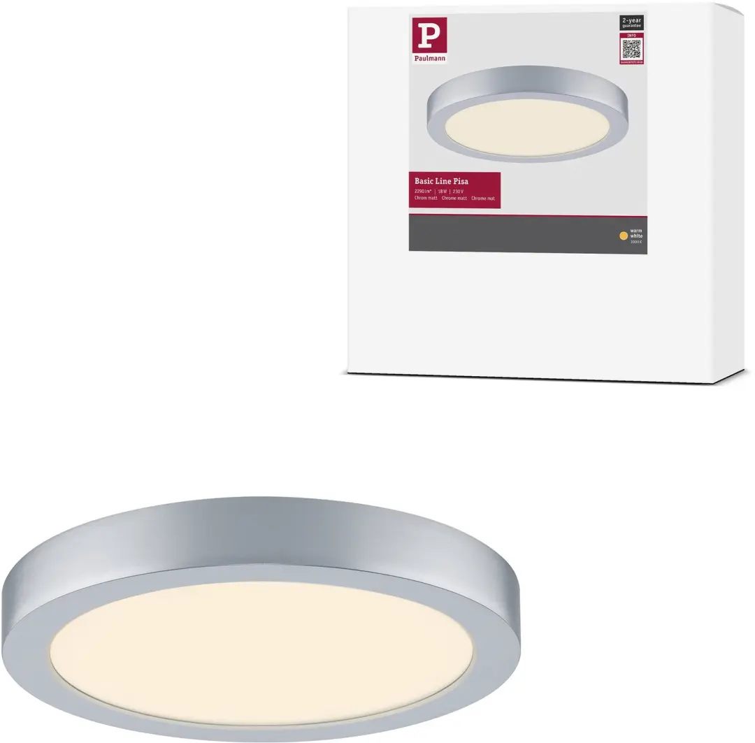 LED-paneel Pisa 3000K 290 mm 1800lm 17,6W Chroom mat
