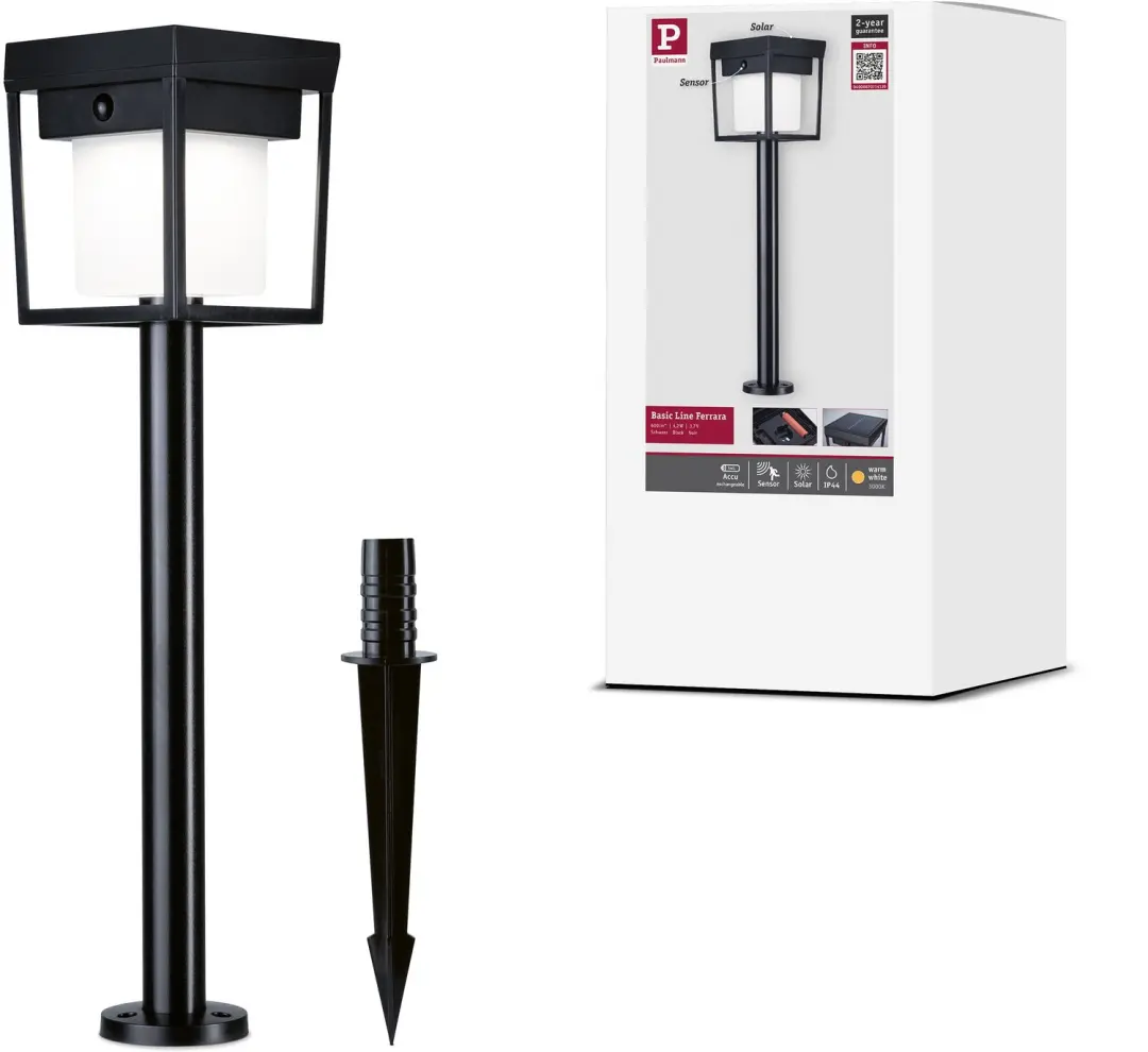 Solar LED-grondpen Ferrara IP44 3000K 400lm Zwart 121x690 mm