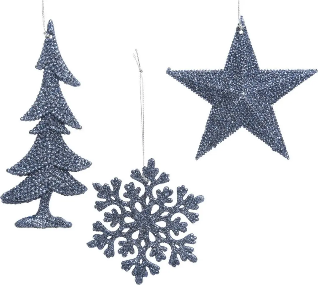 Decoris Kerstbal Hanger Glitter Nachtblauw