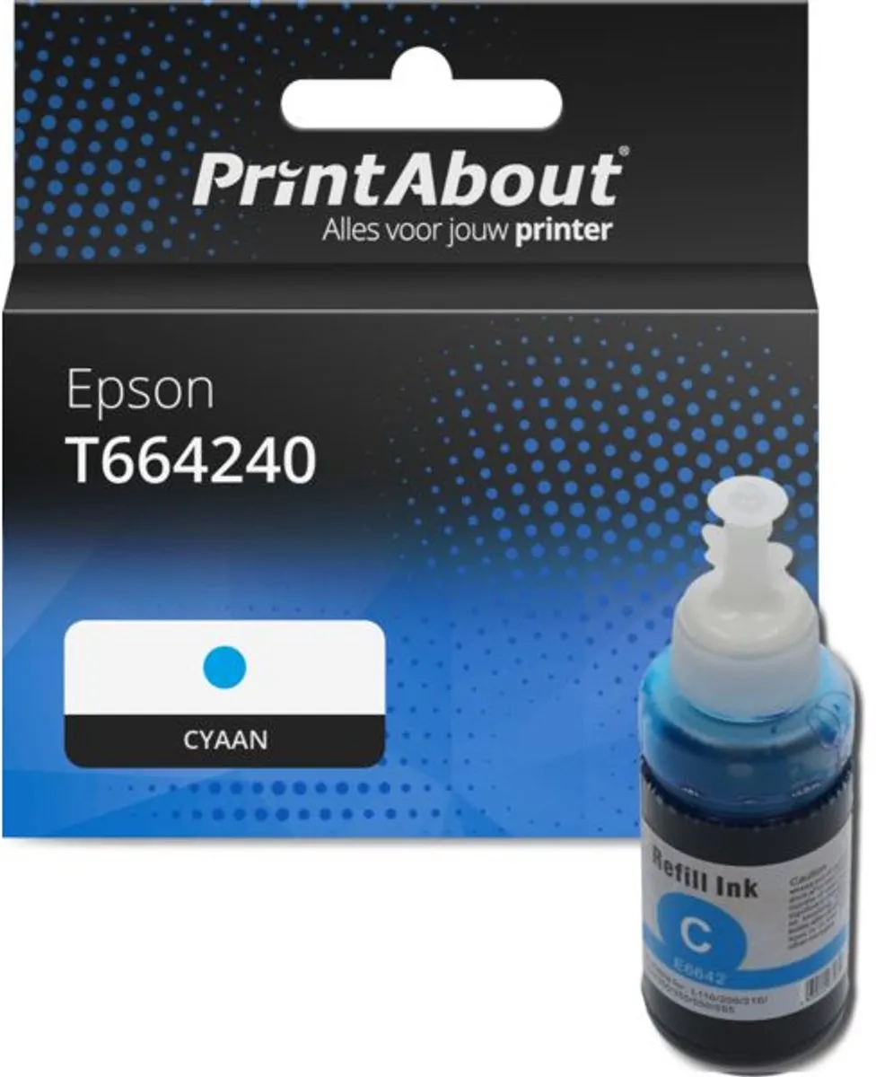 PrintAbout T664240 Inktcartridge Cyaan