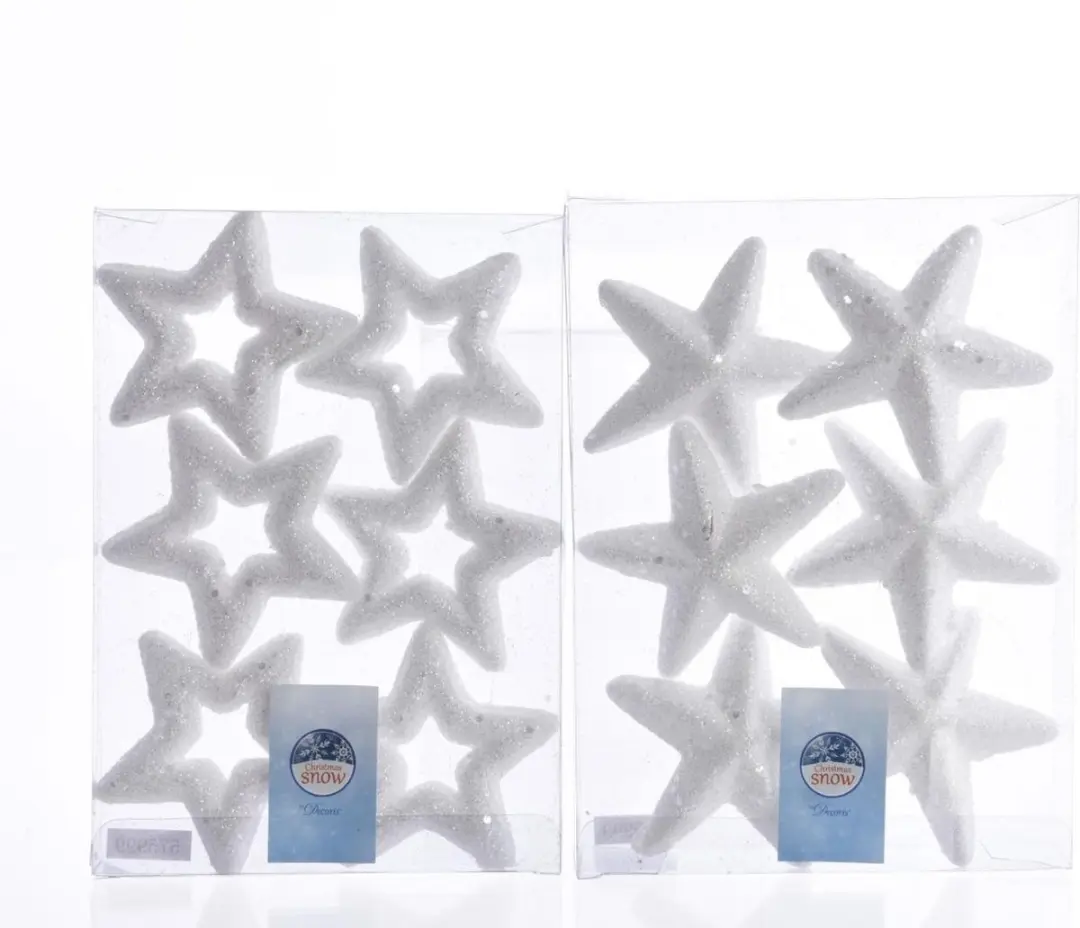 Ster foam glitter d8 cm zilver 6st Kerst Decoris