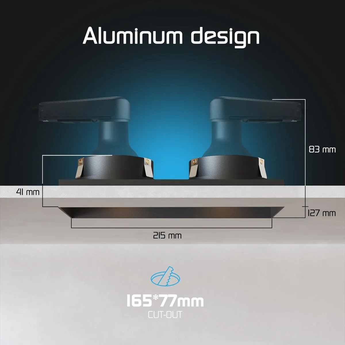 LEDVION Trimless LED Inbouwspot 130x130mm Zwart - GU10 - afbeelding 6 van 6