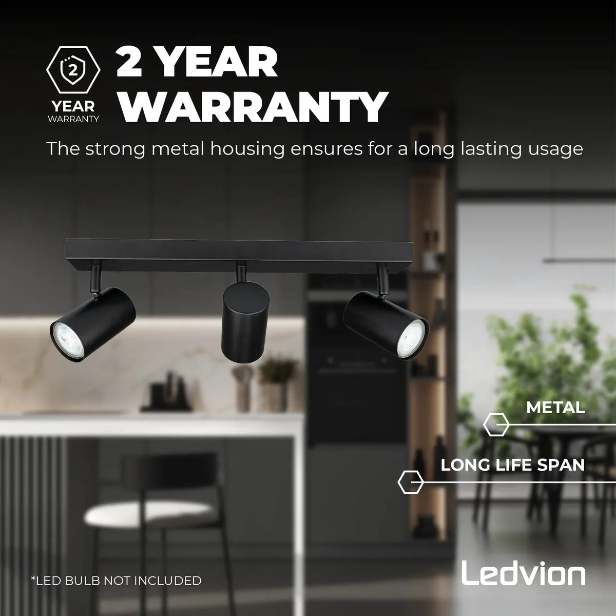 Ledvion LED Plafondspot 3-lichts RGBW 5W GU10 - Zwart