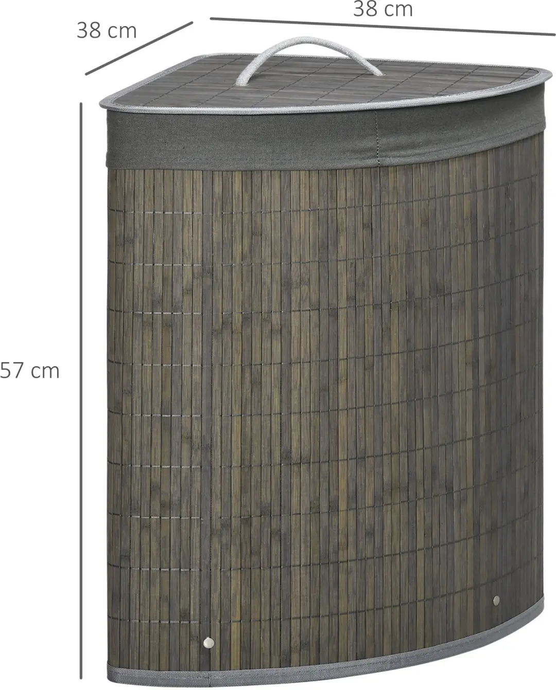 HOMCOM Wasmand Bamboe - 38x38x57cm - Grijs - afbeelding 5 van 6