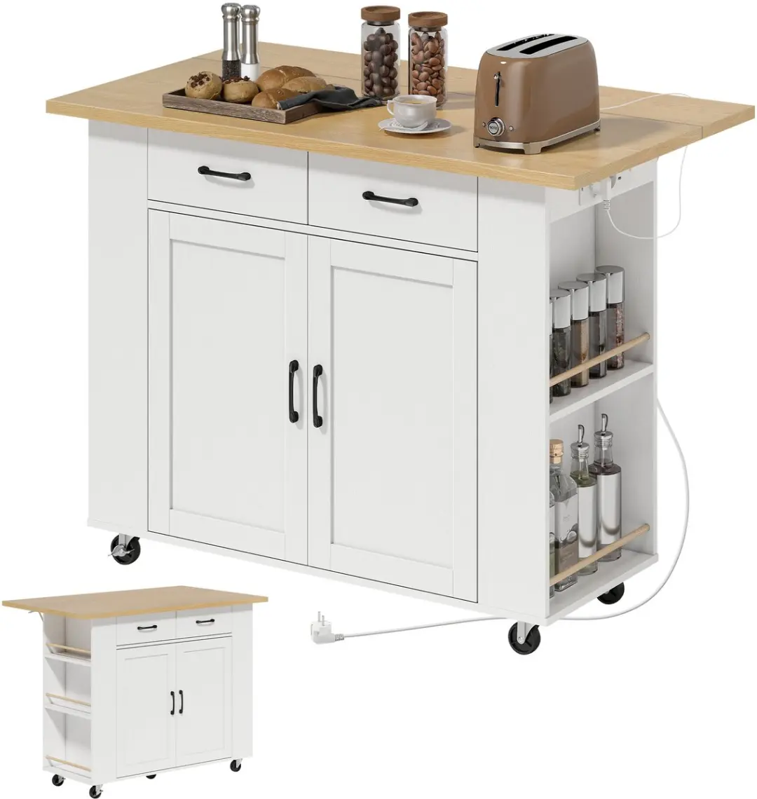 HOMCOM Keukeneiland Spaanplaat 120x71x89cm Wit