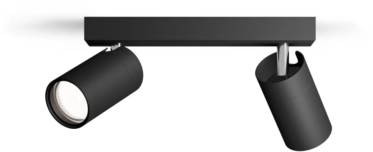 Philips Idris Opbouwspot Zwart - 2x GU10 Warmwit 2700K