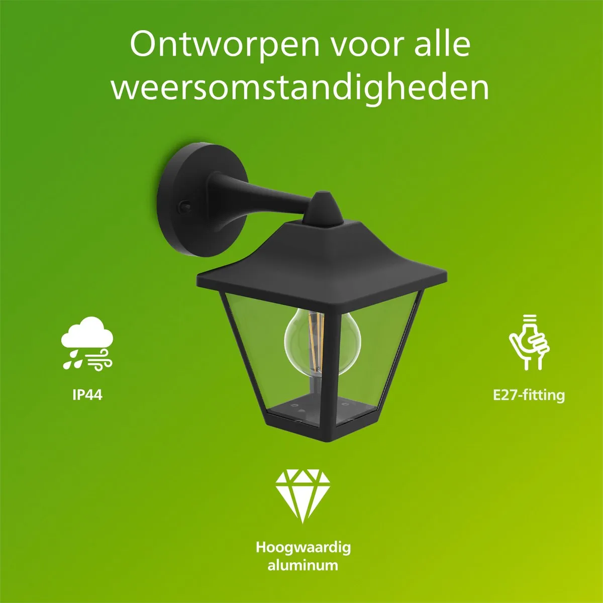 Philips Juli Wandlamp - Buitenverlichting - E27-fitting - Weerbestendig: IP44 - Zwart - Klassiek ontwerp