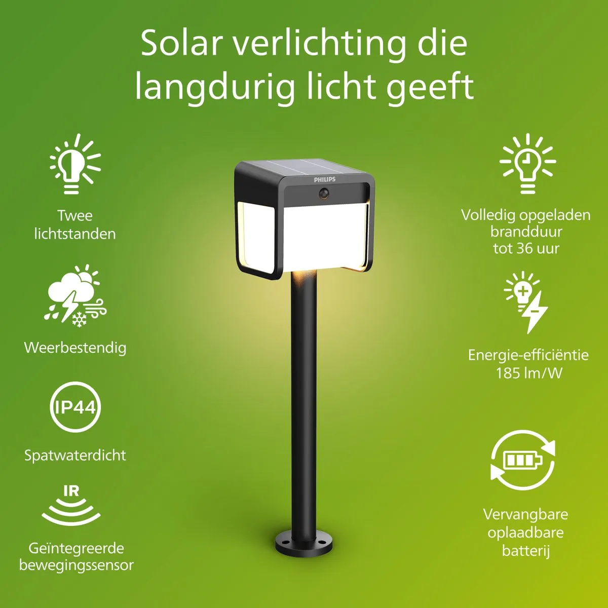 Philips Ezra Zonne Sfeerverlichting 3000K - Zwart