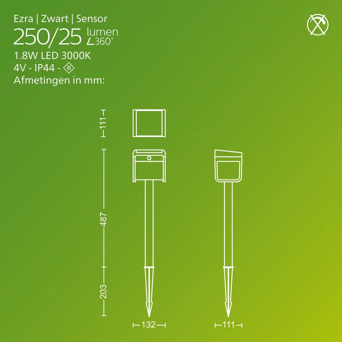 Philips Ezra Zonne Sfeerverlichting 3000K - Zwart