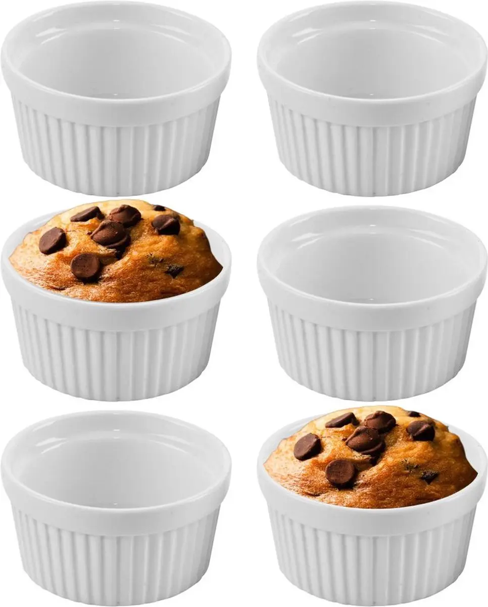 Creme Brulee Schaaltjes Porselein Wit 9 cm, 150 ml 6 stuks