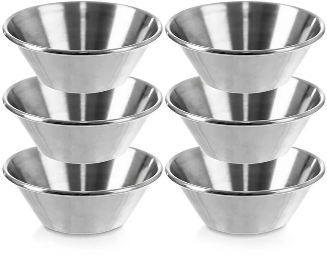 Dipschaaltje Edelstaal 6,5 cm, 40 ml 6 stuks