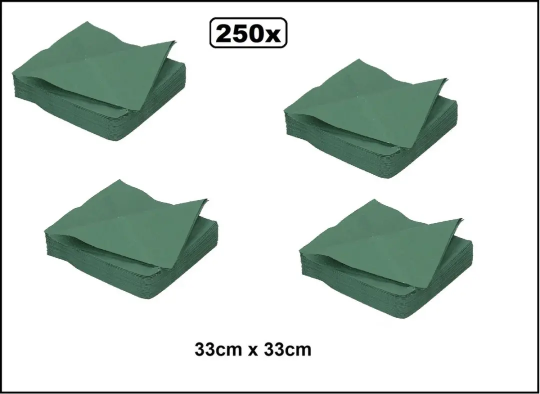 250x Luxe Servetten 33cm groen