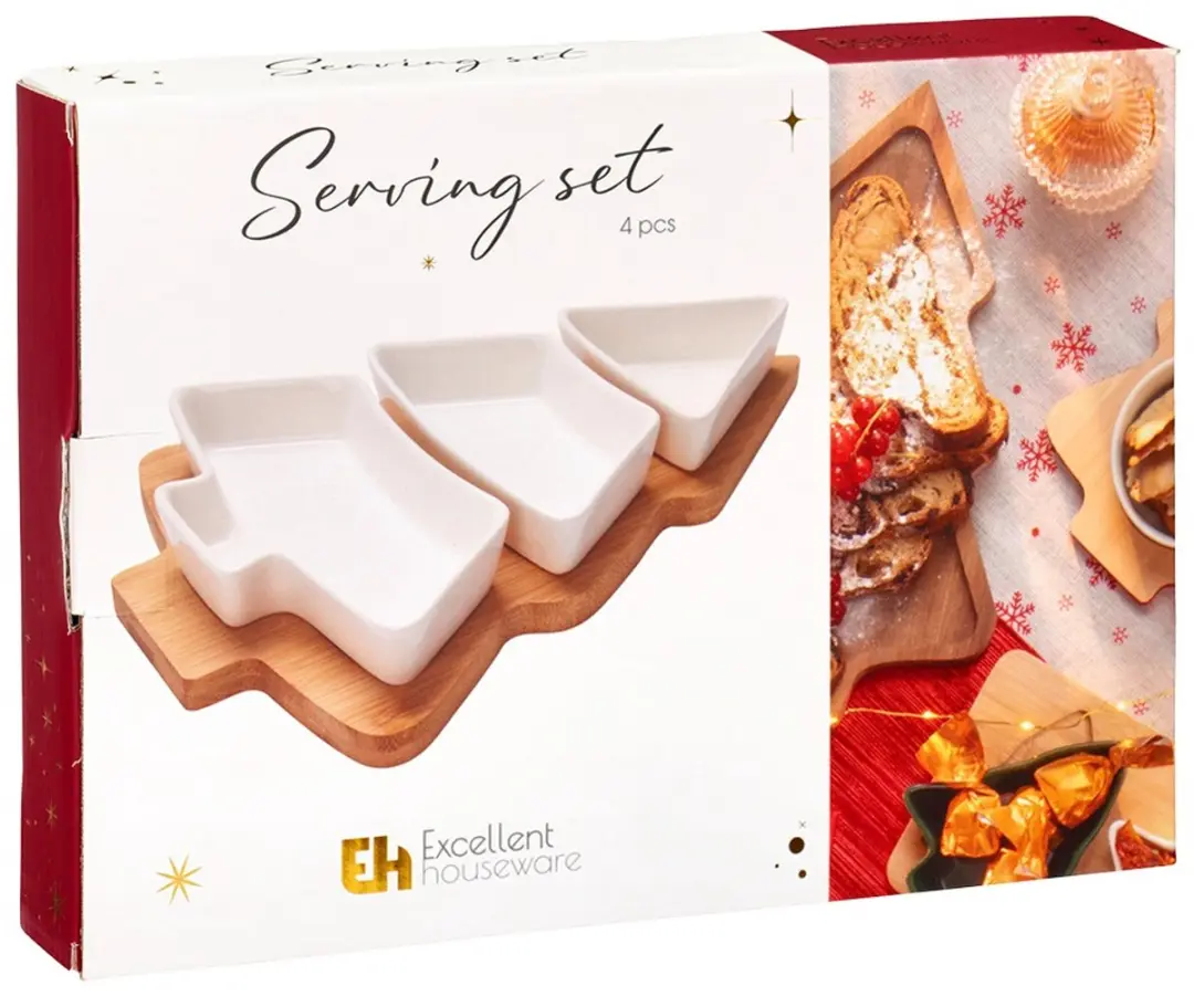 Excellent Houseware Serviesset Kerstboomvorm - 4 Delen - afbeelding 5 van 5