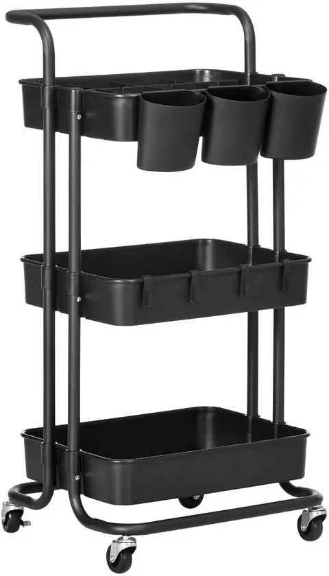 HOMCOM-Gebruikswagen-ABS-42x38x86,5cm-Zwart