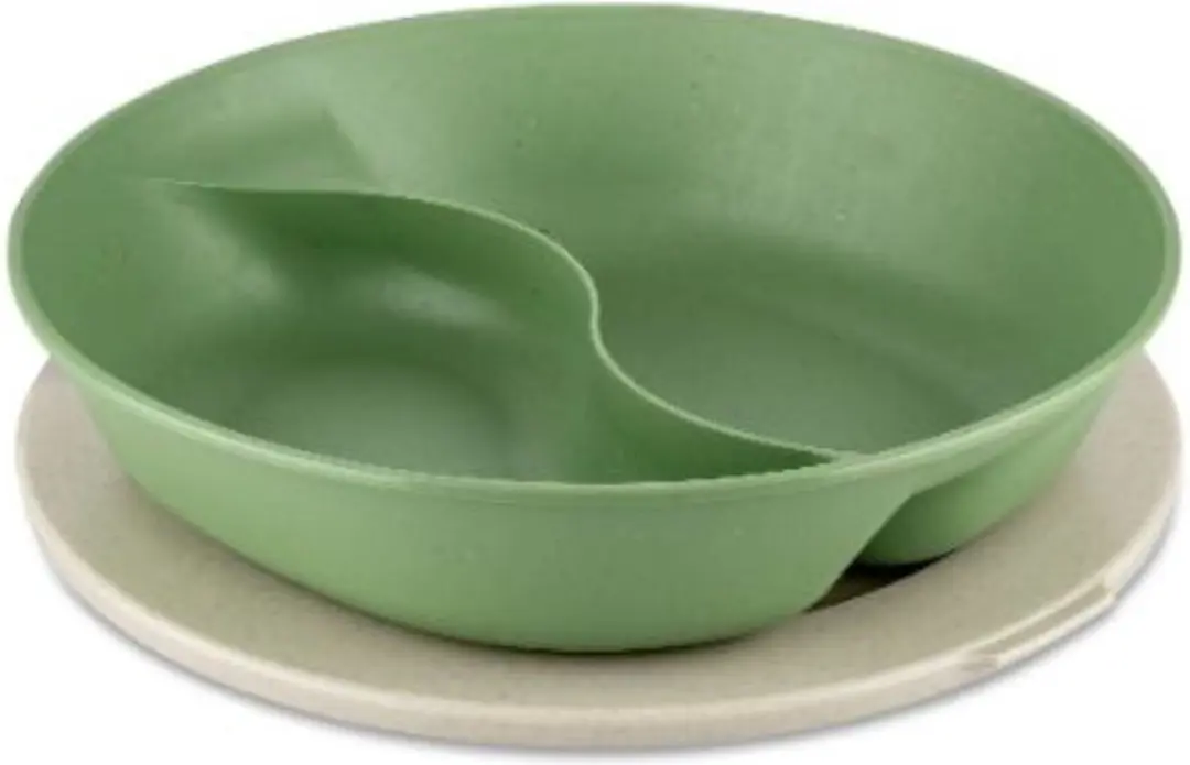 Bord met compartiment en deksel, 1.5 L, Organic, Blad Groen