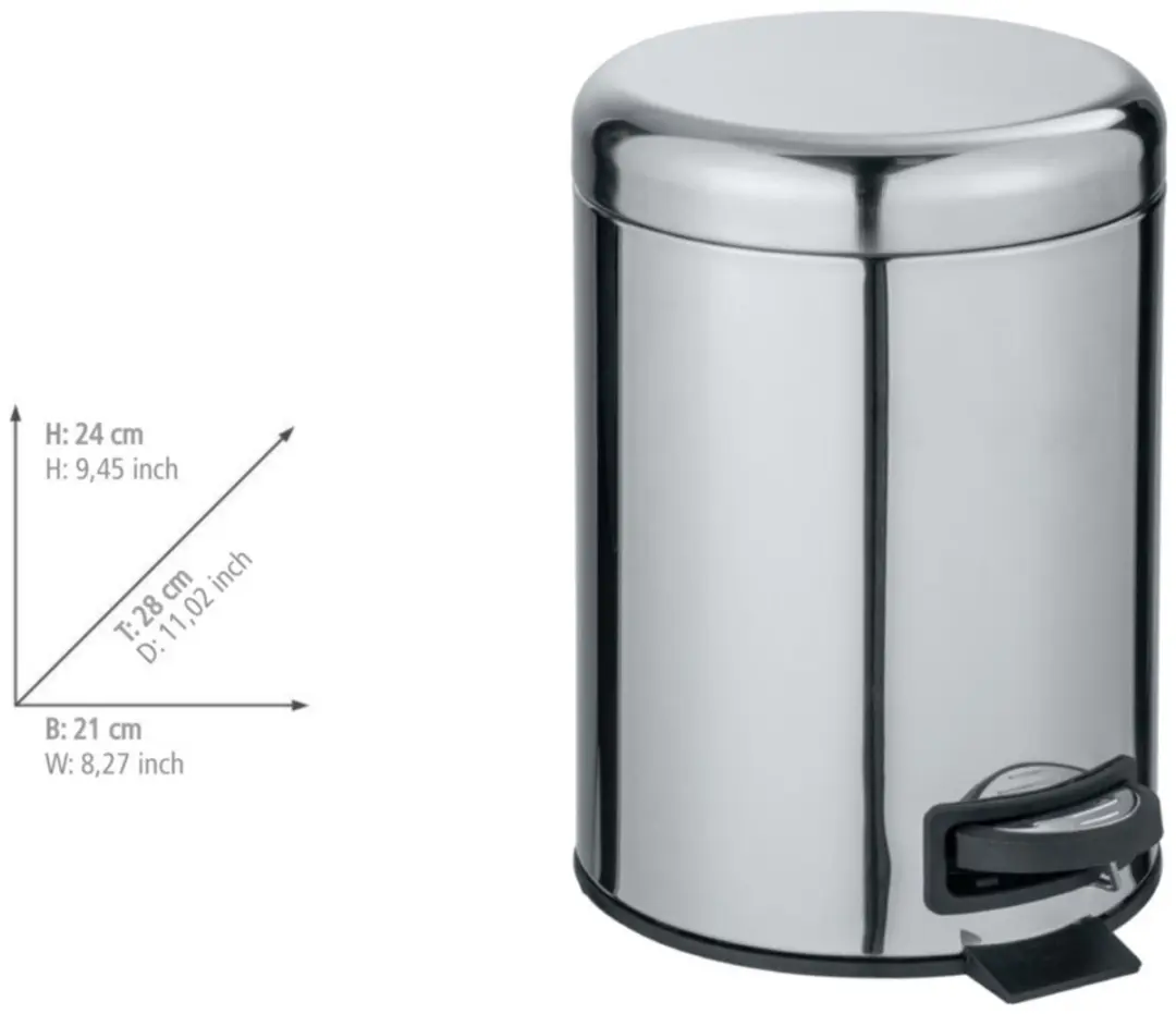 Wenko Leman Pedaalemmer 5 liter - Glanzend - afbeelding 2 van 4