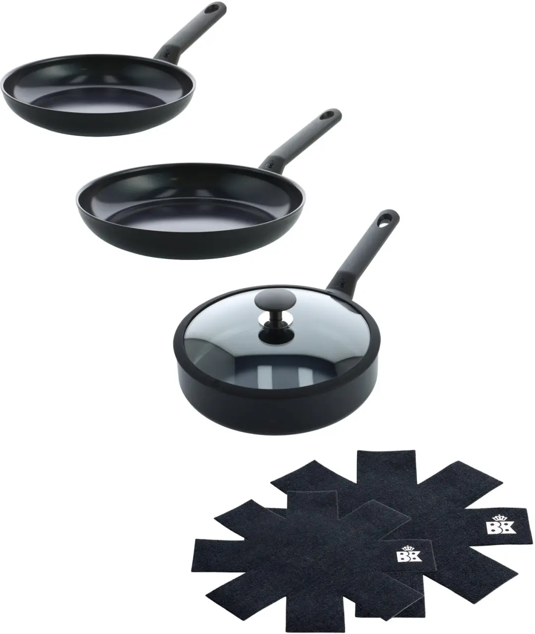 Blue Label Induction 3pc set + pan protectors (2 frypans + hapje + Pan protector