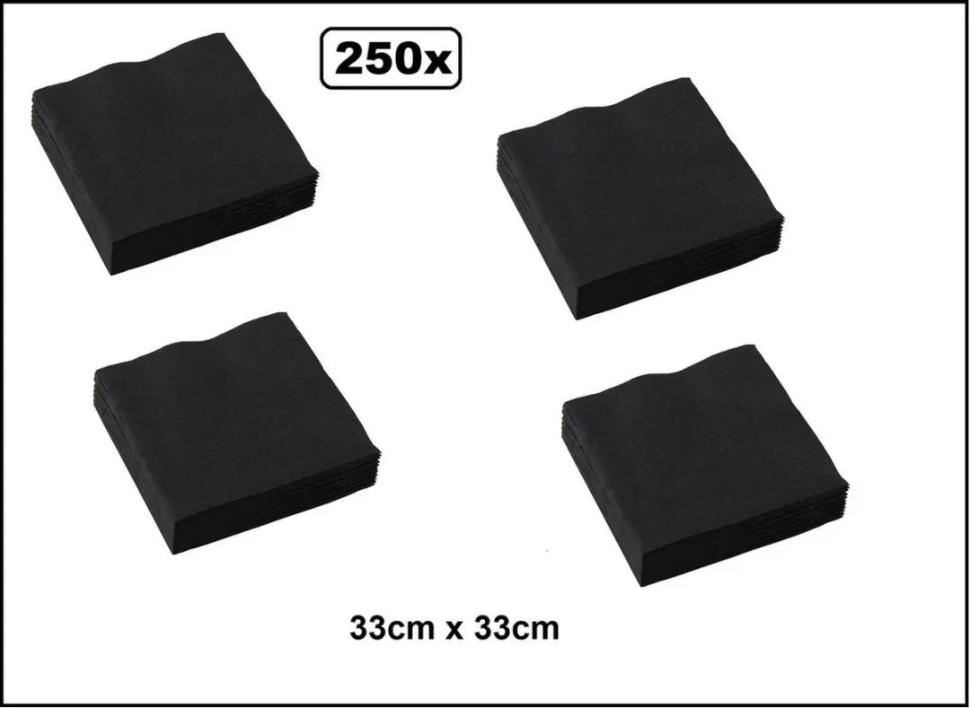 250x Servetten 33cm zwart