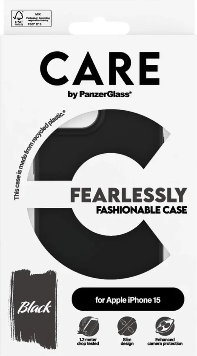 PanzerGlass CARE Fashionable Hoesje iPhone 15 - Zwart - afbeelding 4 van 4