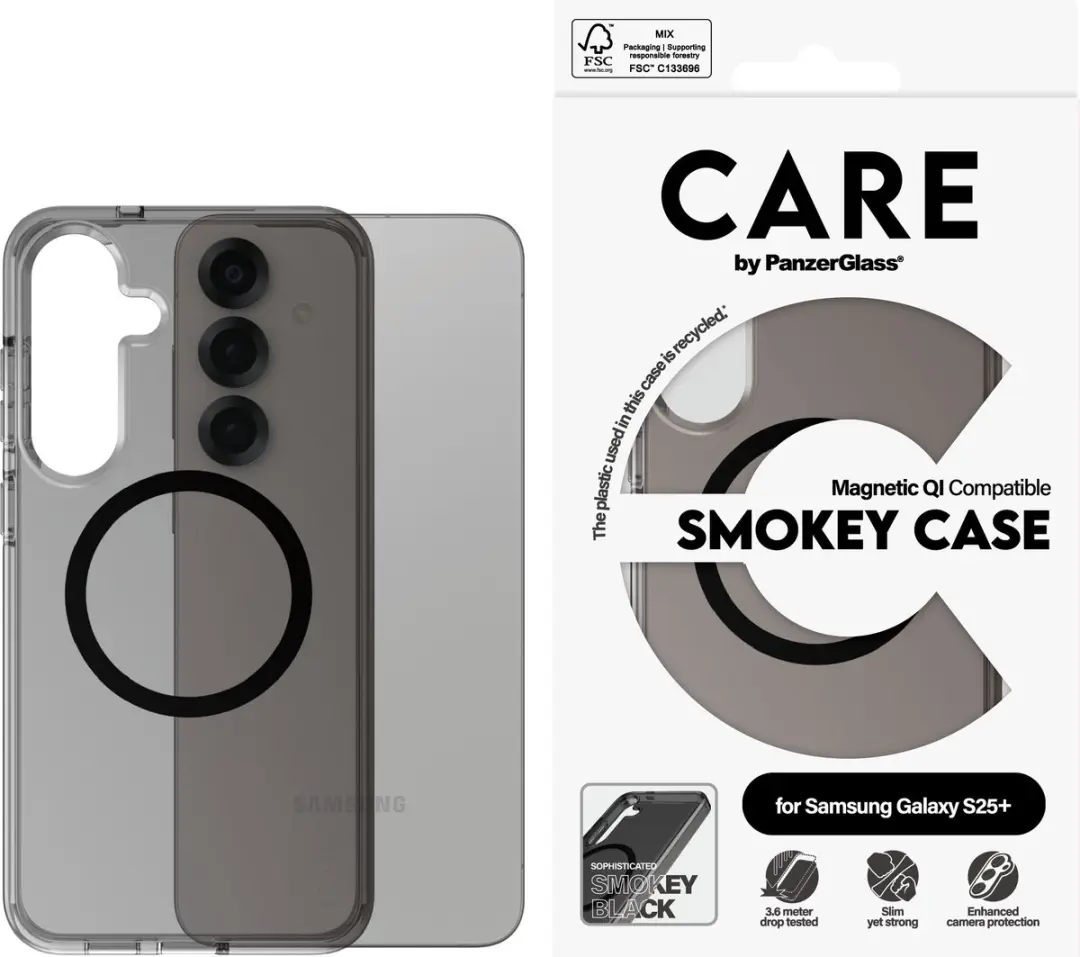 PanzerGlass CARE Flagship Urban Combat Smokey Hoesje S25+ - Zwart - afbeelding 4 van 6