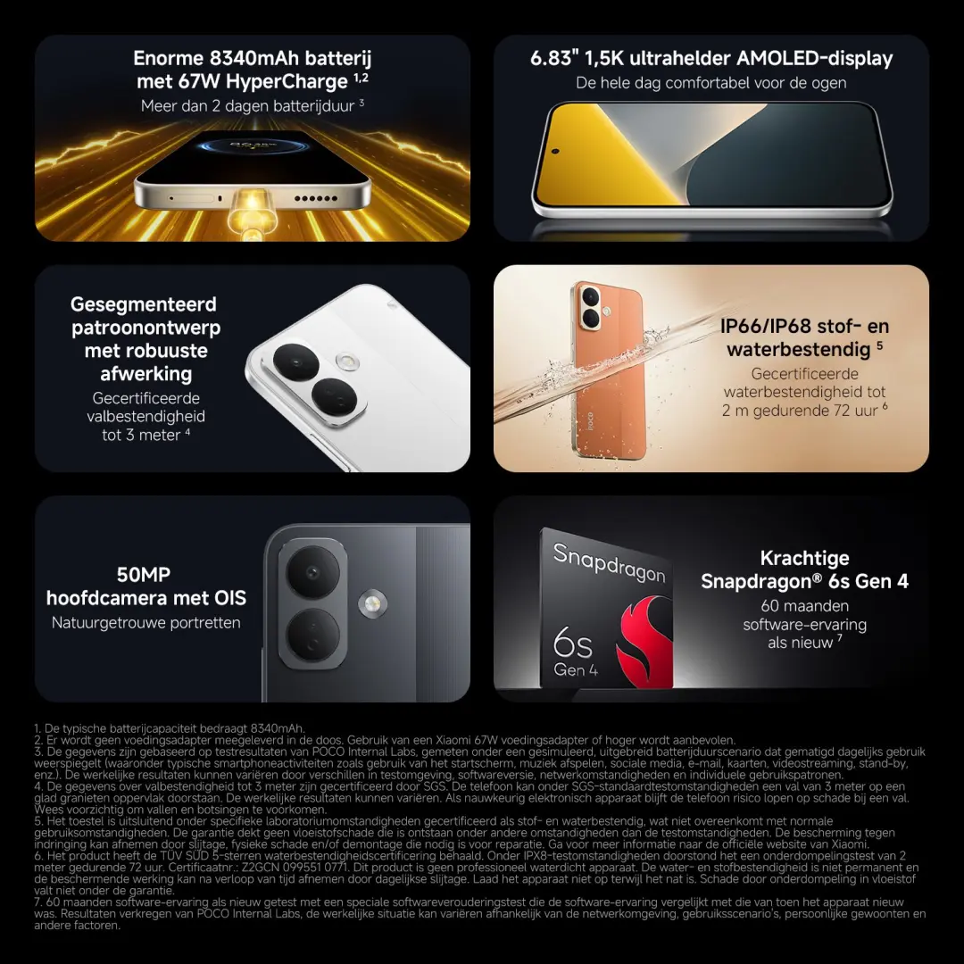 Xiaomi POCO X8 Smartphone - 256GB - 8340mAh - Zwart - afbeelding 2 van 6
