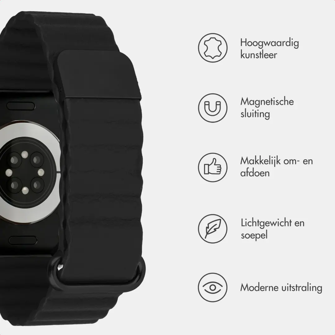 imoshion Magnetisch Kunstleren Bandje Apple Watch 38/40/41/42mm - Zwart - afbeelding 6 van 6