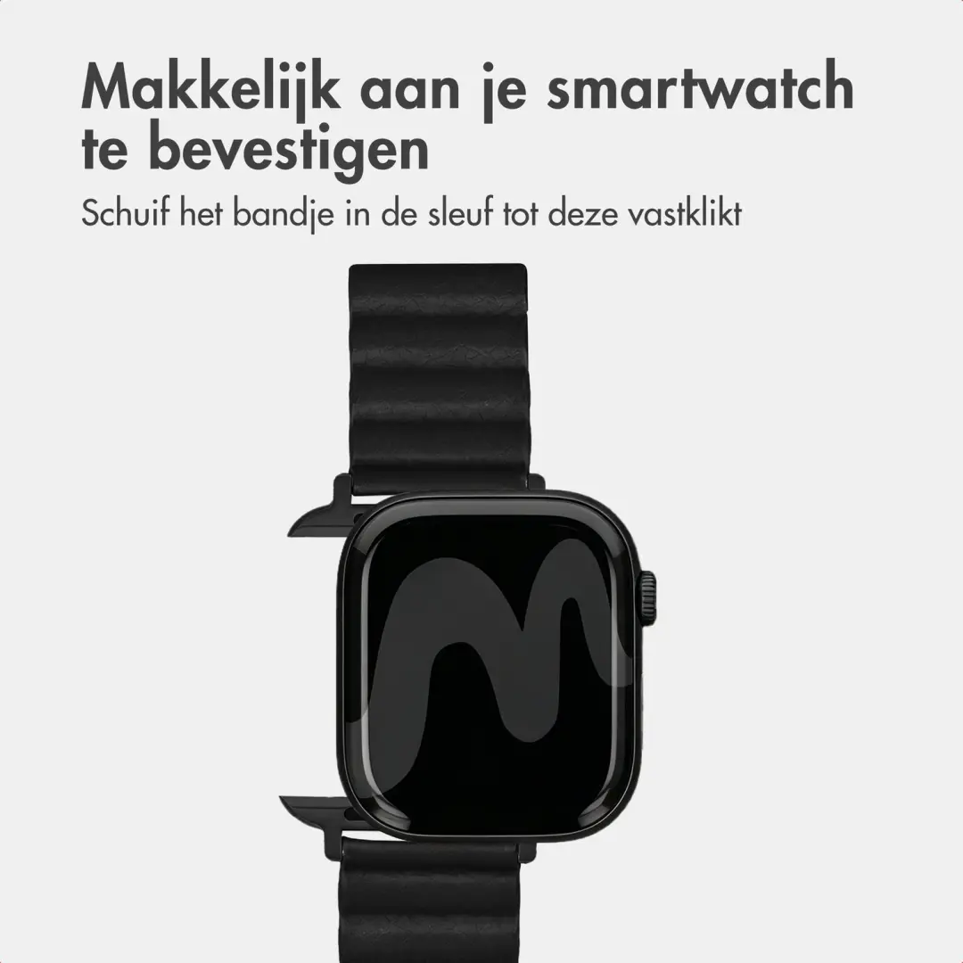 imoshion Magnetisch Kunstleren Bandje Apple Watch 38/40/41/42mm - Zwart - afbeelding 4 van 6